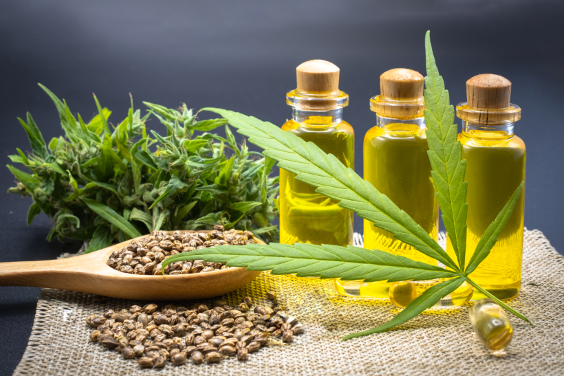 CBD oil and hemp seeds